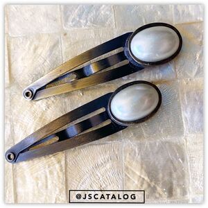 2 x Faux Pearl Cabochon on Copper Girls Barrettes